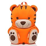 Pandana Kinderrucksack Tommy Tiger mit Brustgurt für Jungen und Mädchen von 2-5 Jahren, Kindergarten, Kita oder Kinderkrippe, aus isolierendem Neopren mit Anti-Lost-System