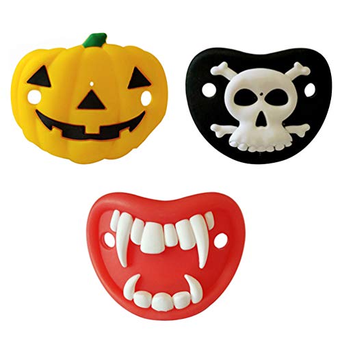 TOYANDONA 3pcs Baby Pacifiers Halloween Elements Design Pumpkin Skeleton Vampires Fangs Shaped Pacifier for Baby Toddlers Infants