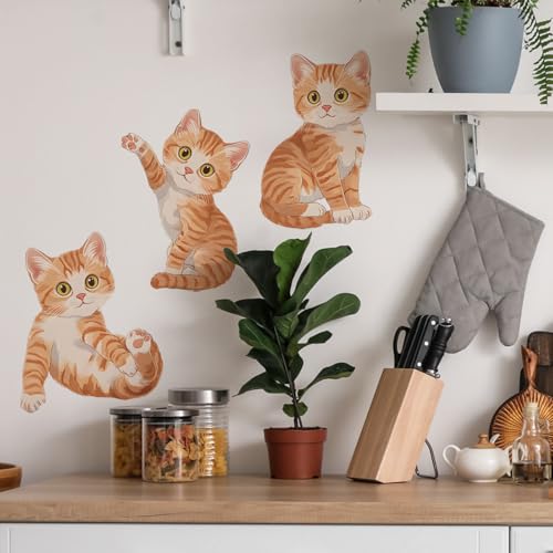 Vinilos decorativos adhesivos de gatos naranja para pared miniatura 5