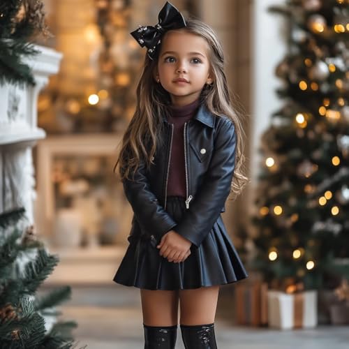Image of Toddler Leather Jacket & Skirt Set - Fall /Spring /Winter Clothes for Toddler Girls | 2pc Outfit