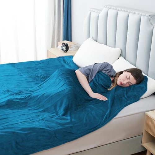 Eydna Electric Heated Blanket Queen Size 84"x90", Soft Plush Microplush for Bed, Dual Controllers & Heating Zones, 10Hs Auto Off & 5 Heating Levels, Machine Washable, Gifts for Womens-Blue Green