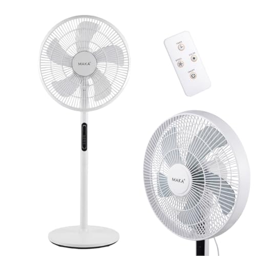 MAKA Ventilatore a Piantana Silenzioso 5 Pale in PVC 39db Basso Consumo 45W Oscillazione Orizzontale...