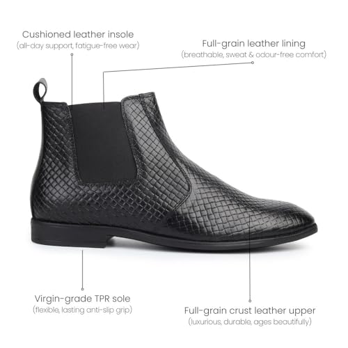 Image of HAYES LONDON Chelsea Boots For Man | Genuine Leather High-Top Slip-On Shoes | Comfortable Formal Shoes for Men | Stylish Office, Party & Casual Wear Fashion Boots