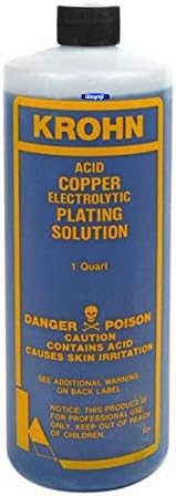 Krohn Acid Copper Electroplating Solution 1 Quart Jewelry Plating Bath Metal Pieces Made in USA Formulated for Jewelry