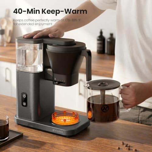 Image of Kismile SCA-Certified 8-Cup Drip Coffee Maker with Pour-Over Control | 3-Second Heating at 197-205F, Adjustable Flow, Removable 1.25L Water Tank, 20-Min Cold Brew and 40-Min Keep Warm