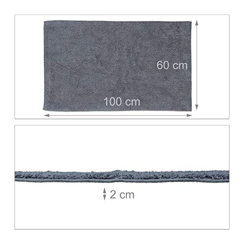 Relaxdays Bath Mat in 60 x 100 cm, Washable Bathroom Rug, Bath Carpet for Heated Floors, Grey