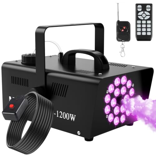 MOSFiATA Maquina de Humo 1200W, 18 LED RGB para Fiestas Discoteca Halloween MOSFiATA Maquina de Humo 1200W, 18 LED RGB para Fiestas Discoteca Halloween