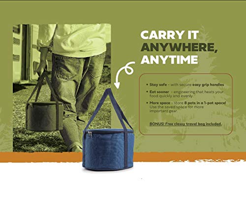 Camping Cookware Set 304 Stainless Steel 8-Piece Pots & Pans Open Fire Cooking Kit | Frying Pan Steamer With Travel Tote Bag | Compact For Outdoors & Indoors Kitchen Family Campfire Hiking Rv #TOP5