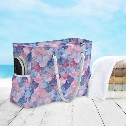 Image of Beach Tote Bags for Women, Turtle Flower Starfish Large Beach Shoulder Bag Pool Bags Purse
