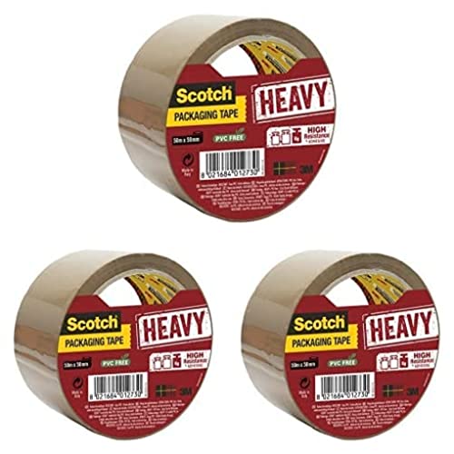 Scotch Bp977 Heavy Ruban 50M x 50M Havane, 140g, Paquet de 3