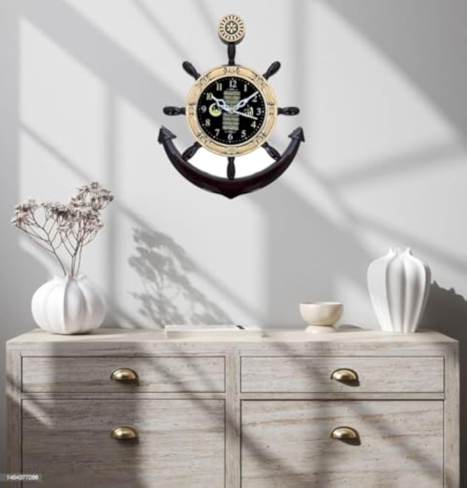 Islamic Wall Clock Anchor Design with Arabic Calligraphy