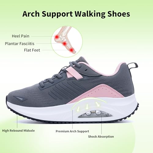 Image of RomenSi Womens Arch Support Walking Shoes Orthotic Fashion Sneakers Tennis Shoes for Plantar Fasciitis Pain Relief US 5.5-11
