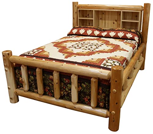 Furniture Barn USA White Cedar Log King Bookshelf Bed with