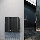 ELEGANT Radiador de panel horizontal 630 x 616 mm Antracita para baño/sala de estar, radiador plano para baño