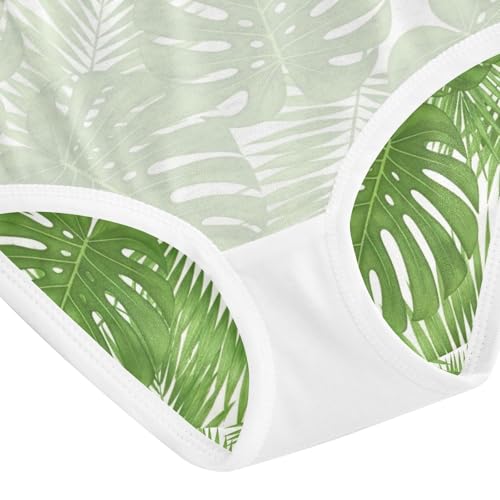 Green Tropical Palm Leaves Underwear Toddler Girl, Kids Underwear, 2T–8 Years4