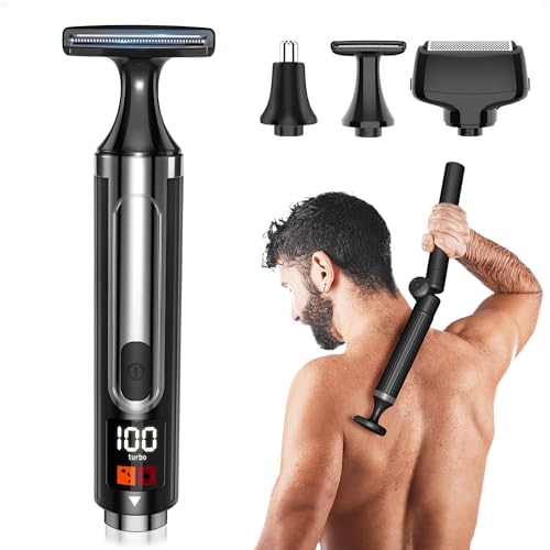 Upgraded NUBACK 3 in 1 Mens Back Shaver, Self-Service Cordless Body Back Hair Trimmer for Men with Extendable Long Handle, Body Groomer Razor with Wider Blade
