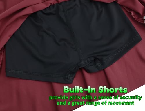 Image of Gnainach Girls Skorts High Waist Athletic Skirts with Shorts Stretchy Activewear for Teens Kids Performance Tennis