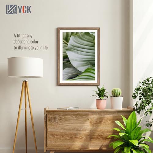 Image of VCK 20x28 Poster Frame Solid Wood Walnut 3 Pack Picture Frames 20 x 28 Inches with Wall Mounting Hanging