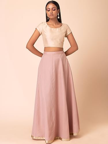 Image of Indya Womens Silk Floor Length Kalidar Lehenga Skirt