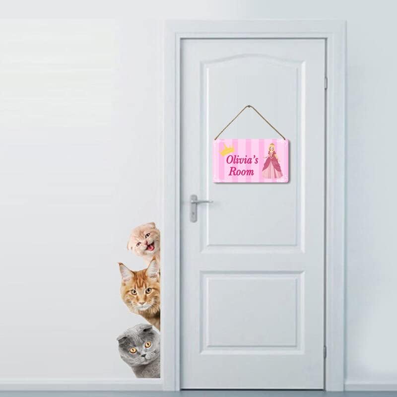 Miniatura 8 de Muroanmi Letrero de madera para puerta de bebé y niños pequeños con nombre para niñas decoración de princesa