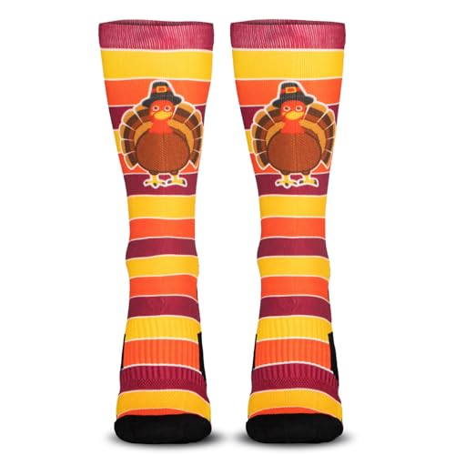 Gone For a Run Run Now Gobble Later (Yellow/Orange/Brown) Printed Mid Calf Socks | Running Socks Multiple Sizes