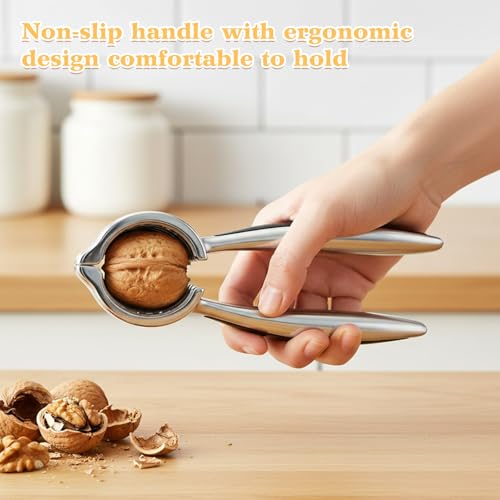 Heavy Duty Nutcracker Ergonomic Nut Crackers with Automatic Rebound Spring Non-Slip Handle Multi-Purpose Kitchen Nut Tool for All Nuts Walnuts Macadamia Pecans Pistachios - Image 4