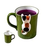 Kaffeetasse mit Katze, Keramik-Komfortgriff, lustige Schreibtischdekoration, Keramik-Kaffeetasse,...