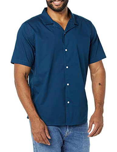 Amazon Essentials Men's Vacation Cotton Button-Down Short Sleeve Resort Shirt, Navy, X-Large