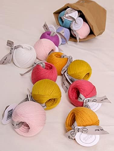 Miniatura 7 de About Strings Lazy Wool - Hilo mezcla de lana merina No. 3 Light DK, 1.76 onzas, 109 yardas por bola, paquete de 4 unidades (crema)