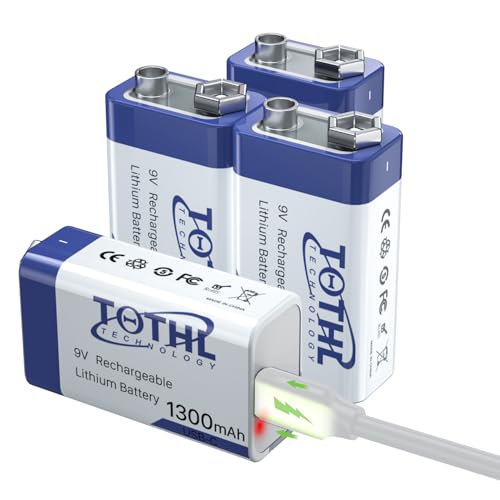 MXBatt 9V Akku Block Wiederaufladbar – 650mAh, USB-C, Für Rauchmelder, Multimeter, Feuermelder (1 Stück)