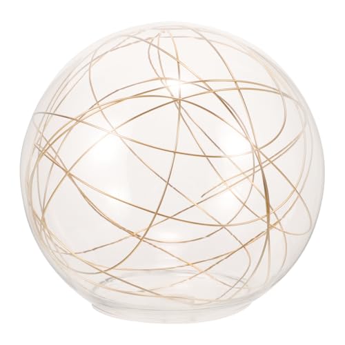 Image of UKCOCO Round Sphere Glass Globes for Light Fixtures Replacement Clear Bubble Glass Globe Lampshade Covers for Pendant Light Chandelier Wall Sconce 65-70mm Gold