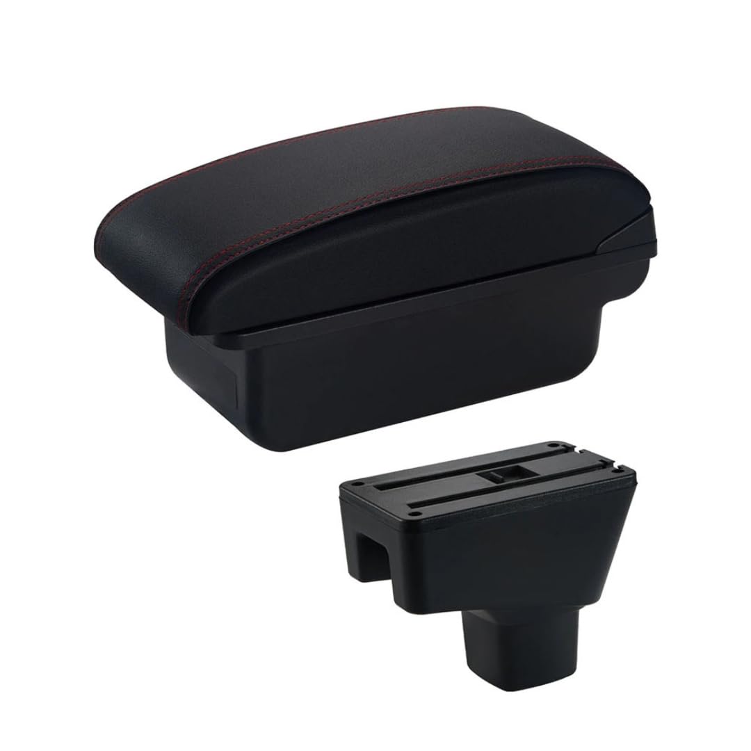 Toiumops Armrest for Suzuki SX4, Car Armrest Box Center Console Store Box(A1 Red Line No USB)