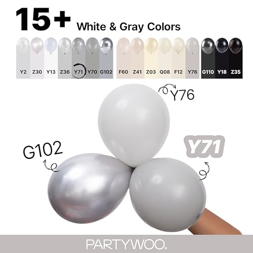 Image of PartyWoo Gray Balloons 140pcs Different Sizes Pack of 18 12 10 5 Inch Matte Gray Latex Balloon Arch Kit for Baby Shower Graduation Wedding Anniversary Birthday Party Decorations Gray-Y71