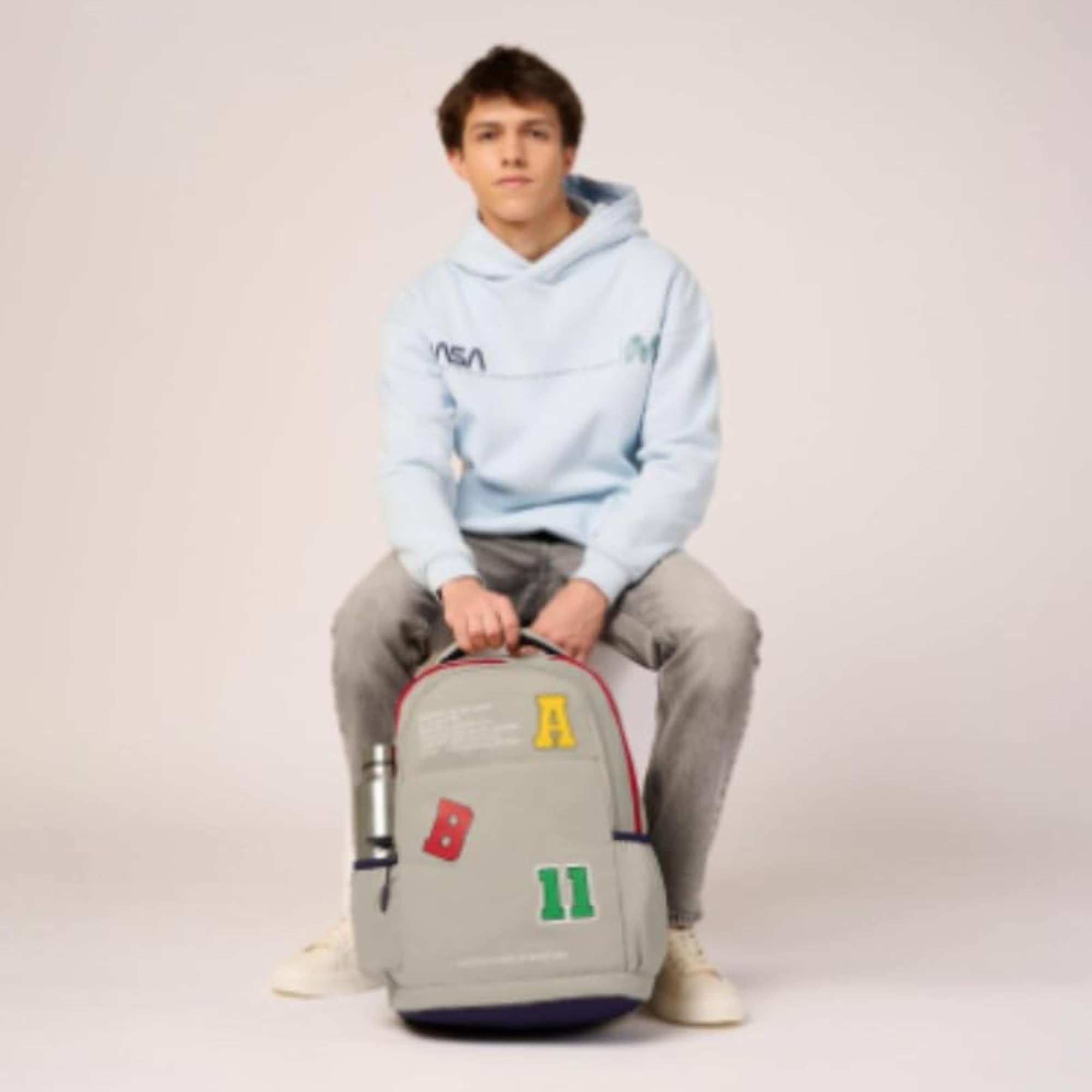 Printed High School Bag with 3 Compartments, Daypack