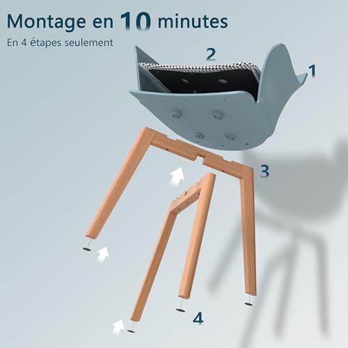 Pestaña redonda de comedor con acabado MarbGD y 4 sillas de madera acolchadas 4