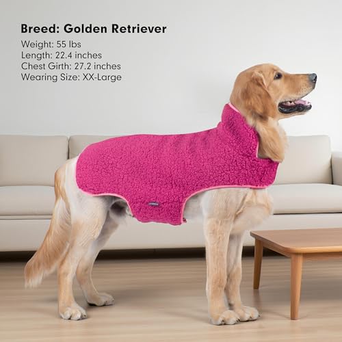 Image of cyeollo Sherpa Dog Coat Reversible Dog Jackets for Large Dogs, Fuchsia, 3XL