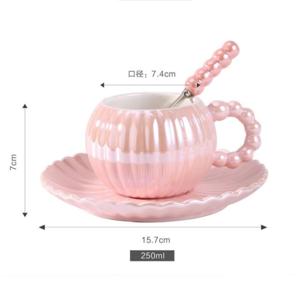 Kaffeetasse, Kaffeetasse, leichtes Luxus-Europa-Tasse- und Untertassen-Set, Keramik-Teetasse, Kaffee-Set, Tee-Set(C)