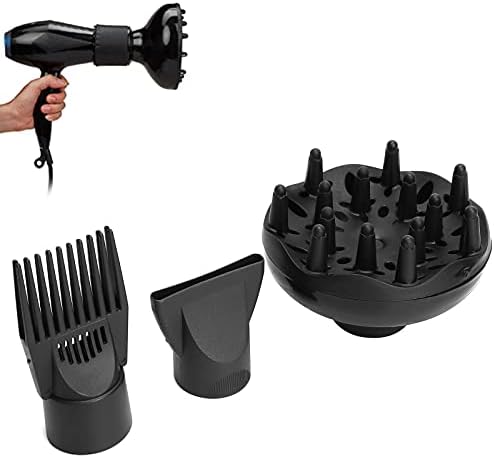 Hair Dryer Diffuser, 3Pcs Hair Dryer Nozzle Set Plastic Hairdryer Removable Attachment, Diffuser, Concentrator, Comb Sets Fit 5 cm/2" Diameter, Hair Dryer Accessories for Home Travel