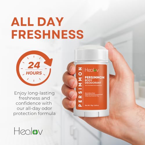 Persimmon Deodorant – All-Natural Whole Body Deodorant for Women and Men – Japanese Persimmon Extract Helps to Eliminate Body Odor and Old People Smell – Extra Strength, Aluminum Free, Long Lasting