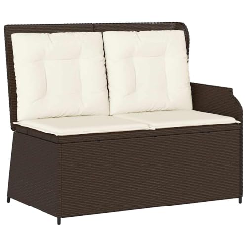 Banc d'extérieur inclinable en résine tressée avec coussins de terrasse - 2