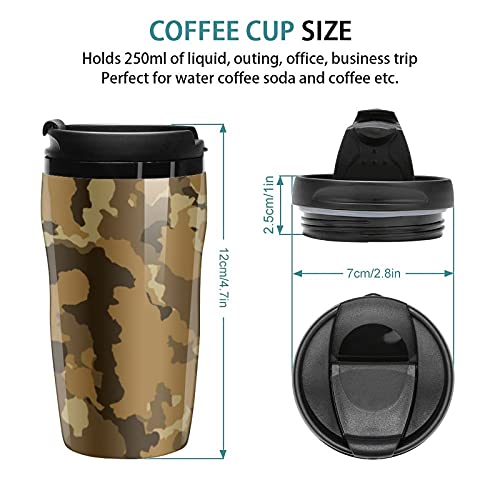Marrón camuflaje militar viaje vaso café taza plástico con tapa doble pared aislado con diseño patrón impresión taza - Imagen 3
