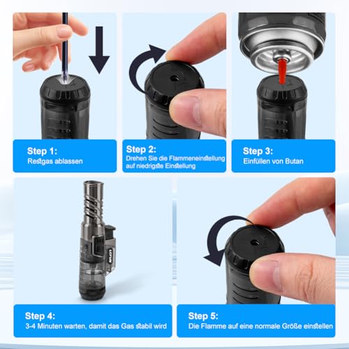 Mechero de tormenta de llama chorro, 2 piezas recargables para camping y exterior 7