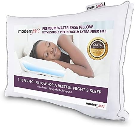 Luxurious Water Pillow - Queen Size with Double Piped Edge - Fully Adjustable Orthopedic Support Waterbase Pillow Hotel Collection by Modern Joes