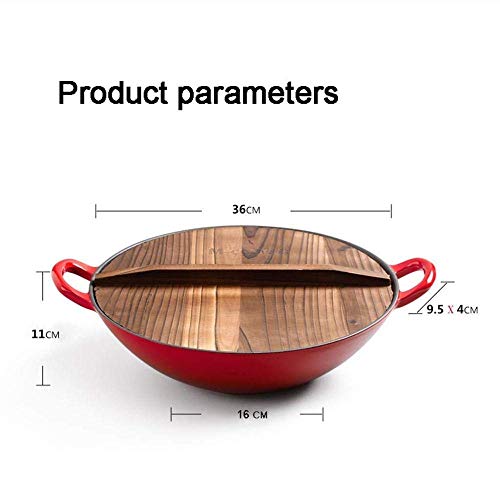 CTCOIJRN Edelstahl-Wok-Pfanne 36 cm ohne Antihaftbeschichtung mit Deckel und Griff for alle Herdarten geeignet, inklusive Induktions-Glasabdeckung