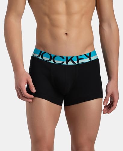 Image of Jockey FP03 Men Super Combed Cotton Rib Solid Trunk with Ultrasoft Waistband