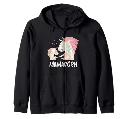 Mamacorn Mama Día de la Madre Lindo Unicornio Mamá Vintage Mamá Sudadera con Capucha