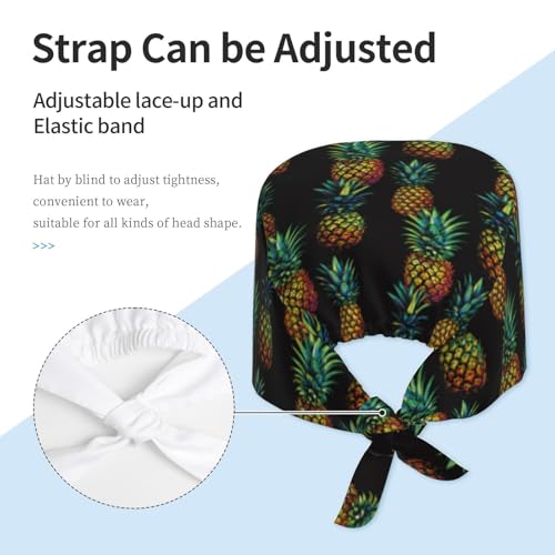 Image of Working Cap Scrub Cap with Sweatband Adjustable Unisex Women Tie Back Hat Nurse Surgical Caps