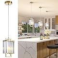 XIAOQIWU Modern Crystal Pendant Light Fixture 3-Pack Gold Stainless Steel Hanging Lighting Crystal Chandelier for Kitchen Island Lving Room Bedroom