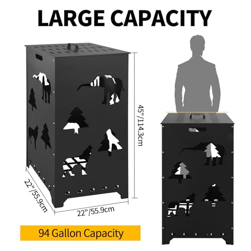Kodom BURN BARREL 22X22X45 Inch Burn Cage Carbon Steel Burn Drum Garden Waste Cage Incinerator Barrel With Handle For Paper Leaf Trash Wood Backyard Bonfire thumb #1