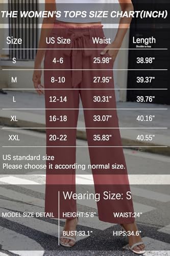 Women's Palazzo Pants Wide Leg High Waisted with Pockets Casual Lightweight Trousers Elastic Waist Summer Beach4